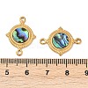 304 Stainless Steel Natural Paua Shell Flat Round Connector Charms STAS-L288-14G-01-3
