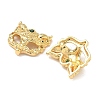 Brass Micro Pave Green Cubic Zirconia Fox Mask Connector Charms KK-H526-11G-02-2