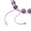 8.5mm Round Natural Amethyst & ABS Plastic Imitation Pearl Braided Bead Braclets BJEW-JB10654-4