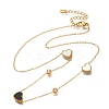 Ion Plating(IP) 304 Stainless Steel & Acrylic Black Heart Bib Necklaces NJEW-F328-14G-02-1