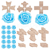 Olycraft 18Pcs 3 Styles Halloween Wooden Cross Ornament DJEW-OC0001-41-1