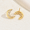 Fashionable Moon Brass Stud Earrings LQ5104-2