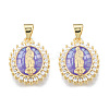 Brass Micro Pave Clear Cubic Zirconia Pendants KK-N227-92-2