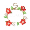 Acrylic Flower & Glass Pearl Charm Bracelets BJEW-JB10054-04-1
