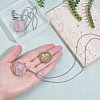 2Pcs Brass Macrame Pouch Natural Rose Quartz Round Inside Pendant Necklaces NJEW-PH01597-3