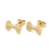 Ion Plating(IP) 304 Stainless Steel Grooved Bowknot Stud Earrings for Women EJEW-I285-05G-1