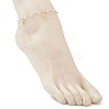 Round ABS Imitation Pearl Beads & 304 Stainless Steel Link Chain Tassel Anklets for Women AJEW-AN00738-03-3