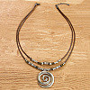Bohemian Vortex Alloy Pendant Waxed Cord Double Layered Necklaces for Women FS-WGC1D93-01-1