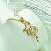 Brass Micro Pave Clear Cubic Zirconia Snake Pendant Necklaces NJEW-S438-02B-G-3