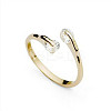 Real 18K Gold Plated Brass Cubic Zirconia Cuff Rings RJEW-EE0001-024C-1