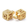 Alphabet Brass Micro Pave Clear Cubic Zirconia Pendants ZIRC-O045-01G-D-3