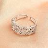 Brass Micro Pave Cubic Zirconia Cuff Rings for Women RJEW-Z113-50P-4