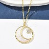Brass Micro Pave Clear Cubic Zirconia Moon with Star Pendant Necklaces for Women NJEW-S449-02G-2