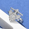 Brass Micro Pave Clear Cubic Zirconia Cuff Finger Rings for Women RJEW-U033-07P-3