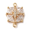 Brass Pave Clear Cubic Zirconia Connector Charms KK-G503-29G-1