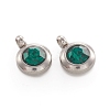 Trendy Original Color 304 Stainless Steel Grade A Rhinestone Flat Round Charm Pendants RB-M030-06T-1