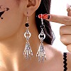 Halloween Alloy Skull Dangle Earrings LS-EJEW-K316-01A-AS-1