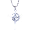 Star Moon Stainless Steel Crystal Rhinestone Pendant Necklaces FS-WGC8607-01-5