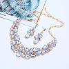 Oval Alloy Glass Stud Earrings & Bib Necklaces Sets for Women FS-WGA59D1-02-1