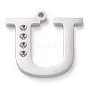 Tarnish Resistant 304 Stainless Steel Letter Pendant Rhinestone Settings STAS-J028-01U-1