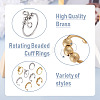8Pcs 8 Style Brass Rotating Beaded Cuff Rings RJEW-SW0001-01-3