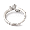 Rack Plating Brass Cubic Zirconia Arabic Letters Adjustable Rings for Women RJEW-S407-10P-12-3