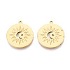 304 Stainless Steel Flat Round with Moon & Sun Pendants STAS-T073-06G-1