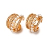 Multilayer C-Shaped Brass Micro Pave Clear Cubic Zirconia Cuff Earrings EJEW-Z127-02G-4