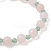 2Pcs Natural Green Aventurine & Rose Quartz Round Beaded Stretch Bracelets for Women BJEW-JB11926-6