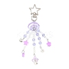 Flower Glass & Plastic Pearl & Alloy Pendant Decorations HJEW-JM03435-4