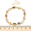 Oval Brass Pave Cubic Zirconia Link Chain Bracelets for Women BJEW-P385-02G-5