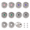 10Pcs 5 Colors Tibetan Style Flat Round Alloy with Resin Decorative Rivets BUTT-TA0001-31B-1