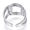 Non-Tarnish 304 Stainless Steel Curb Chains Shape Open Cuff Ring for Women LS-RJEW-N040-02-3