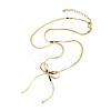 304 Stainless Steel Flat Snake Chain Bowknot Pendant Necklaces for Women NJEW-Z050-01G-02-1