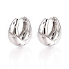 Brass Micro Pave Clear Cubic Zirconia Teardrop Hoop Earrings EJEW-T048-26P-1