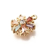 Christmas Brass Micro Pave Cubic Zirconia Charms KK-M318-35G-01-2