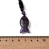 Natural Amethyst Fish Pendant Black Nylon Cord Necklaces NJEW-G185-01C-5