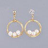 Natural Freshwater Pearl Dangle Stud Earrings X-EJEW-JE03412-02-3