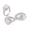 Natural Quartz Crystal Round Adjustable Rings RJEW-K271-04P-07-1
