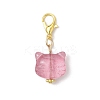 Cat Head Glass Pendants Decorations HJEW-JM03609-4