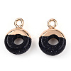 Synthetic Blue Goldstone Flat Round/Donut Charms G-I347-04-2