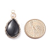Natural Obsidian Copper Wire Wrapped Pendants PALLOY-JF01398-05-2