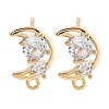 Brass Clear Cubic Zirconia Stud Earring Findings LS-KK-A238-01D-G-1
