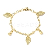 Leaf & Gourd Brass Charm Bracelets BJEW-K248-03G-2