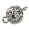 Brass Micro Pave Clear Cubic Zirconia Connector Charms KK-A230-06F-P-2