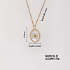 Elegant Vintage Brass Micro Pave Cubic Zirconia Oval with Flower Pendant Necklace for Women UW4443-3-1