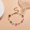 Natural Mixed Gemstone Nuggets & Glass Pearl Beaded Bracelet BJEW-JB09348-4