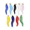 Handmade Lampwork with Brass Pendants KK-Q095-02-1