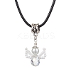 Glass Seed Beads & Glass Pearl Angel Pendant Necklaces NJEW-MZ00056-01-1