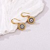 Cubic Zirconia Flat Round with Evil Eye Dangle Earrings EJEW-SW00011-03-2